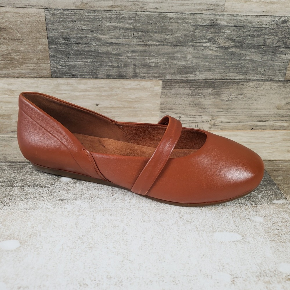 Softwalk Samara Womens Mary Jane Flats Sz 10.5 W Luggage Round Toe Slip On Shoes